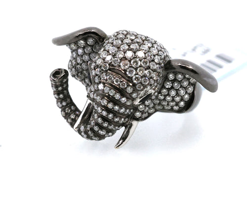 18k White Gold 2.62CT Diamond Elephant Ring, 19.4g, Size 7, S16892