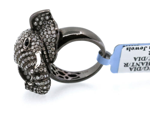 18k White Gold 2.62CT Diamond Elephant Ring, 19.4g, Size 7, S16892
