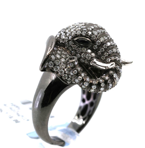 18k White Gold 2.62CT Diamond Elephant Ring, 19.4g, Size 7, S16892