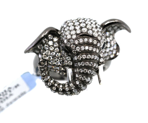 18k White Gold 2.62CT Diamond Elephant Ring, 19.4g, Size 7, S16892
