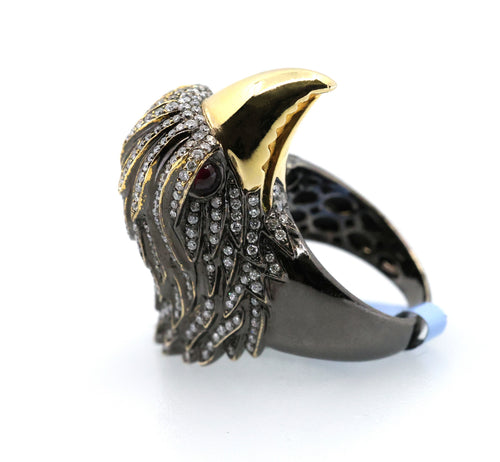 18k White Gold 1.46CT Diamond Eagle Ring, 26.5g, Size 7.25, S16889