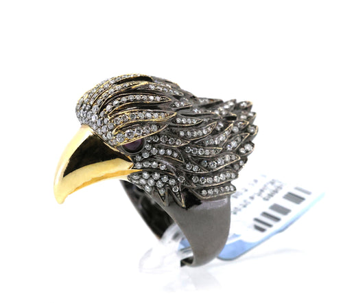 18k White Gold 1.46CT Diamond Eagle Ring, 26.5g, Size 7.25, S16889