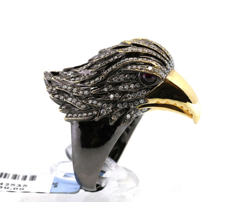 18k White Gold 1.46CT Diamond Eagle Ring, 26.5g, Size 7.25, S16889