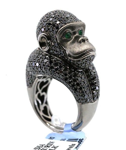 18k White Gold 6.44CT Diamond Monkey Ring, 22.4g, Size 7.25, S16877