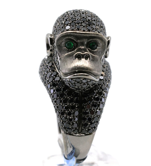 18k White Gold 6.44CT Diamond Monkey Ring, 22.4g, Size 7.25, S16877