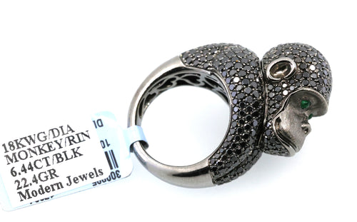 18k White Gold 6.44CT Diamond Monkey Ring, 22.4g, Size 7.25, S16877