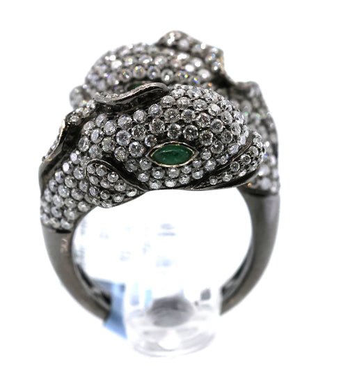 18k White Gold 3.79CT Diamond Dolphin Ring, 17.3g, Size 7.25, S16878