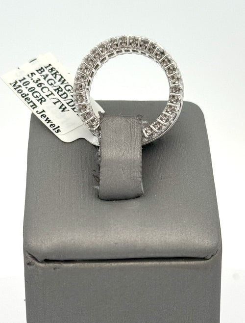 18k White Gold 5.36CT Baguette & Round Diamond Ring, 10gm, size 6 , S16622