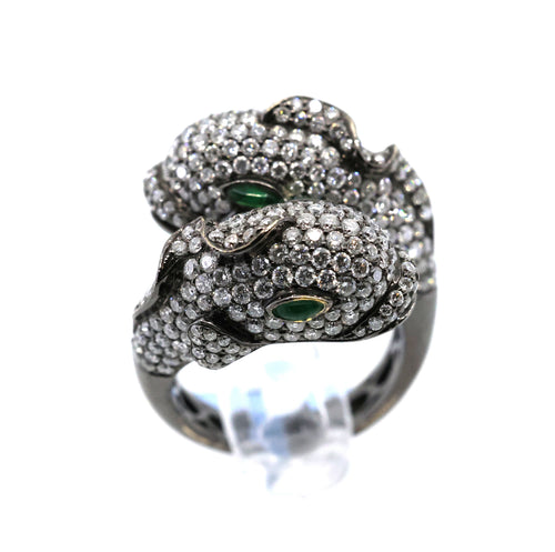 18k White Gold 3.79CT Diamond Dolphin Ring, 17.3g, Size 7.25, S16878