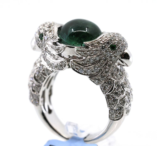 18k White Gold 2.50CT Diamond Birds Ring, 15.6g, Size 7.25, S16891