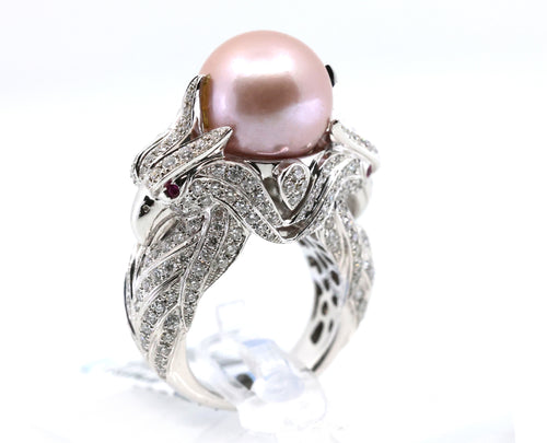 18k White Gold 2.64CT Diamond Birds Ring, 21.2g, Size 7.25, S16893
