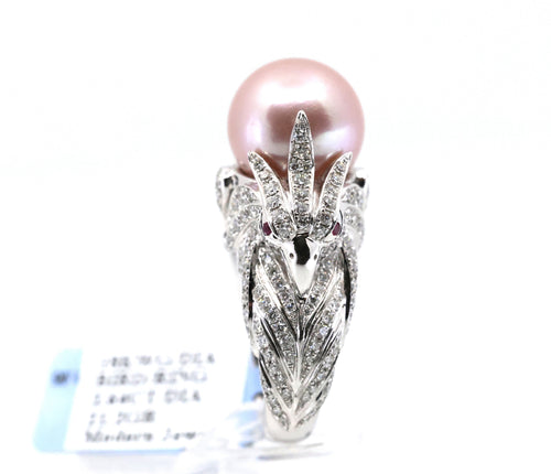 18k White Gold 2.64CT Diamond Birds Ring, 21.2g, Size 7.25, S16893
