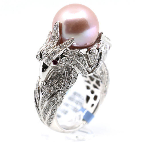 18k White Gold 2.64CT Diamond Birds Ring, 21.2g, Size 7.25, S16893