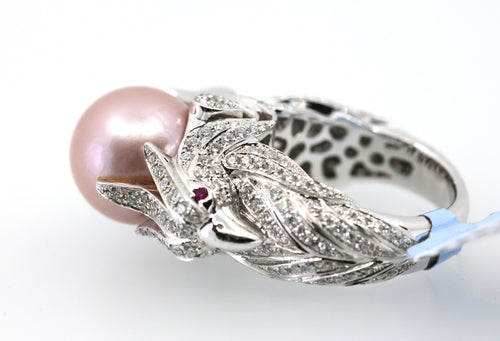 18k White Gold 2.64CT Diamond Birds Ring, 21.2g, Size 7.25, S16893