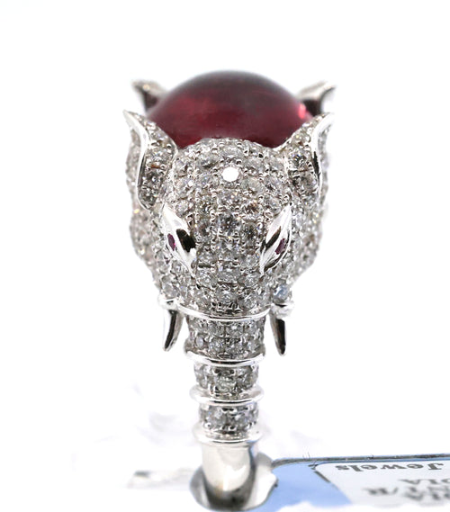 18k White Gold 3.00CT Diamond Elephants Ring, 15.6g, Size 7, S16890