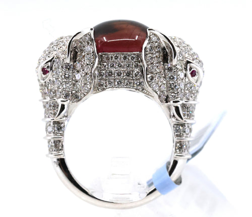 18k White Gold 3.00CT Diamond Elephants Ring, 15.6g, Size 7, S16890
