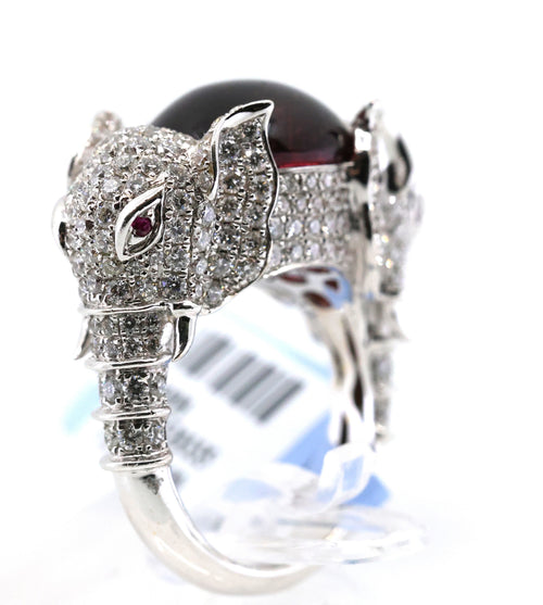18k White Gold 3.00CT Diamond Elephants Ring, 15.6g, Size 7, S16890