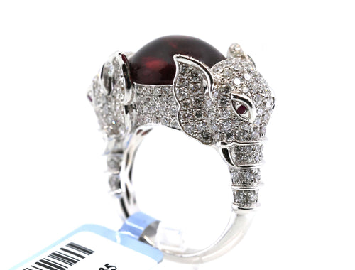 18k White Gold 3.00CT Diamond Elephants Ring, 15.6g, Size 7, S16890