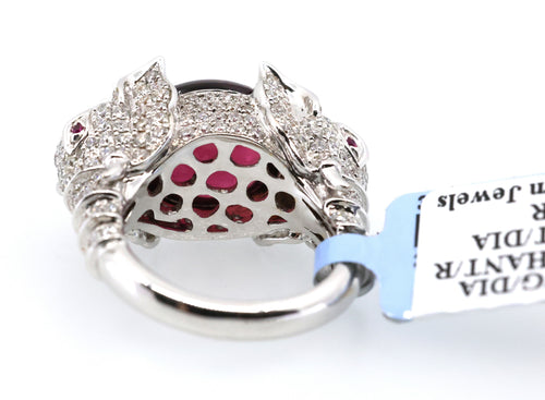 18k White Gold 3.00CT Diamond Elephants Ring, 15.6g, Size 7, S16890