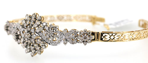 Estate 18k Yellow Gold 2.00Ct Diamond Bangle Bracelet, 15.4G, S108877