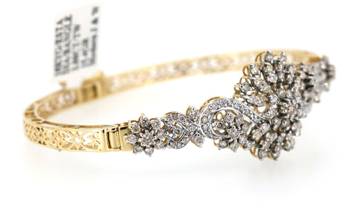 Estate 18k Yellow Gold 2.00Ct Diamond Bangle Bracelet, 15.4G, S108877