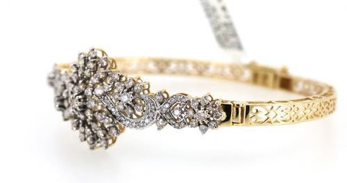 Estate 18k Yellow Gold 2.00Ct Diamond Bangle Bracelet, 15.4G, S108877