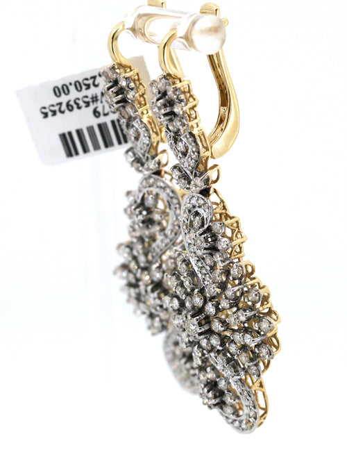 Estate Ladies 18k Yellow Gold 4.00CT Diamond Earrings, S108879