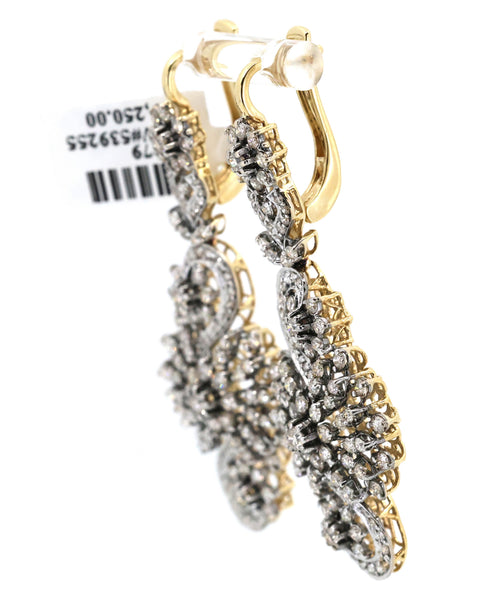 Estate Ladies 18k Yellow Gold 4.00CT Diamond Earrings, S108879