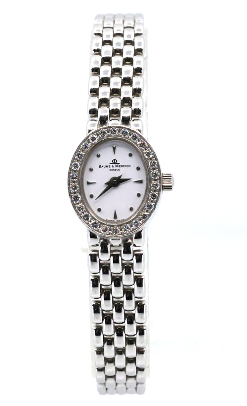 Baume & Mercier Geneve MX000M7L 14k W/g Diamond white dial 15mm Quartz watch 28g