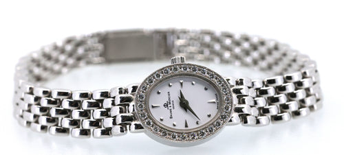 Baume & Mercier Geneve MX000M7L 14k W/g Diamond white dial 15mm Quartz watch 28g