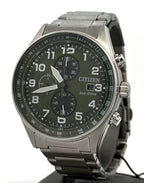 Citizen Eco Drive Chronograph Stainless steel 43mm Green Dial Watch CA0770-56X