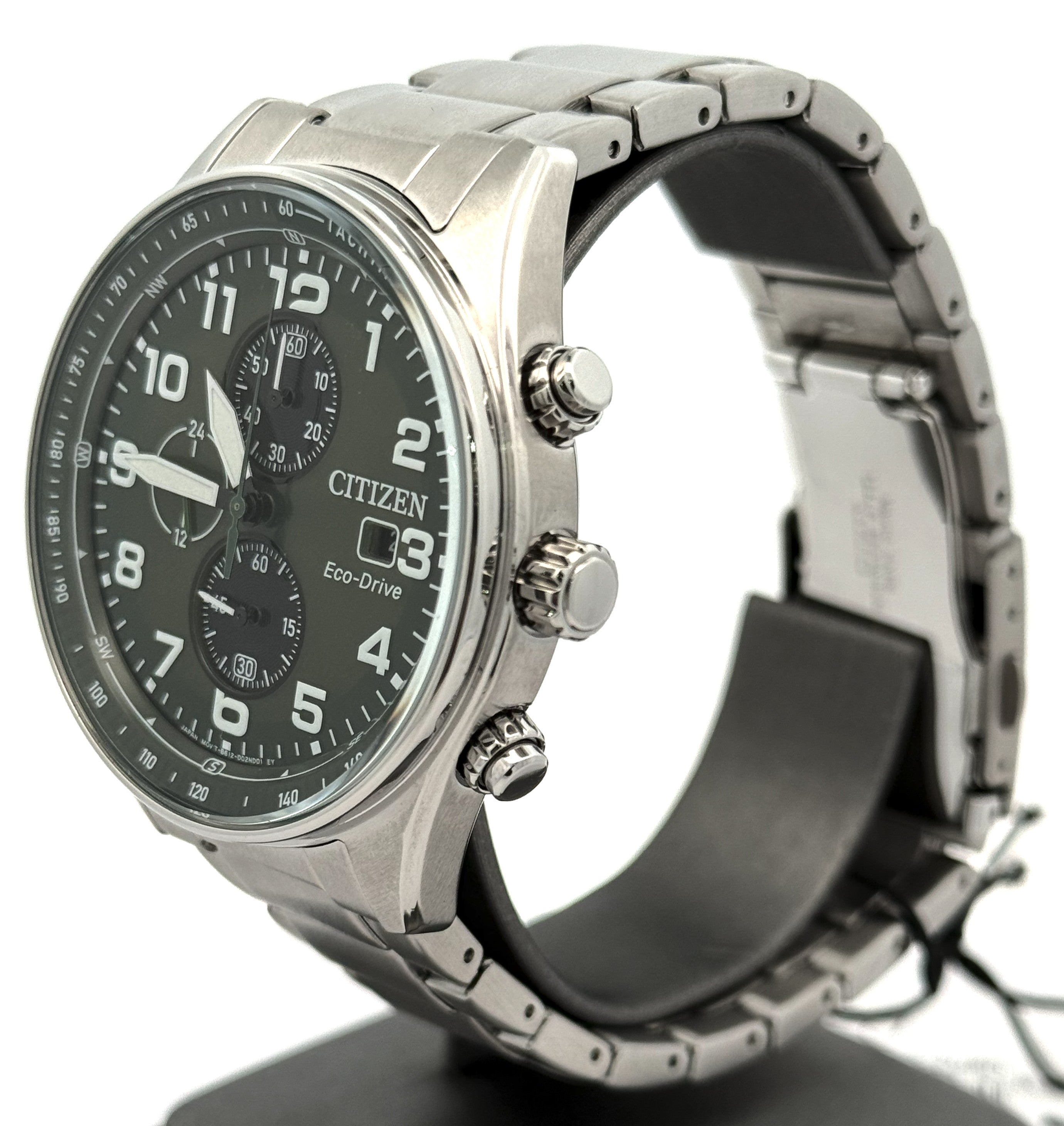 Citizen Eco Drive Chronograph Stainless steel 43mm Green Dial Watch CA