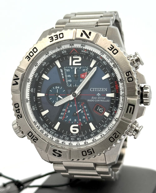 Citizen Navihawk A-T 48 mm Blue Dial Stainless Steel Watch AT8220-55L