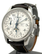 LONGINES MASTER COLLECTION CHRONO MOONPHASE 40MM Silver Dial Leather Men's Watch L2.673.4.78.3