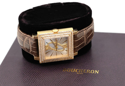 Boucheron La Carree 18k Gold Diamond Watch, Box/Papers
