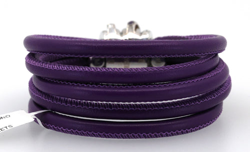 De Grisogono "Allegra" Diamond 18k White Gold  Purp - Green Leather Wrap Bracelet