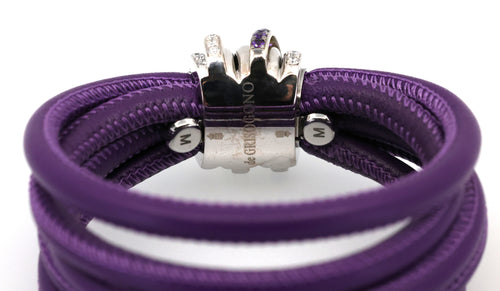 De Grisogono "Allegra" Diamond 18k White Gold  Purp - Green Leather Wrap Bracelet