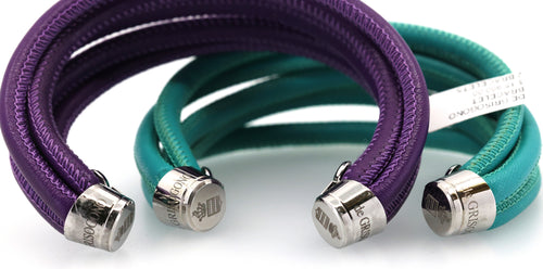 De Grisogono "Allegra" Diamond 18k White Gold  Purp - Green Leather Wrap Bracelet