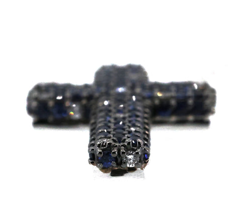 Salvini 18k White Gold Blue Sapphire & Diamonds Cross Pendant