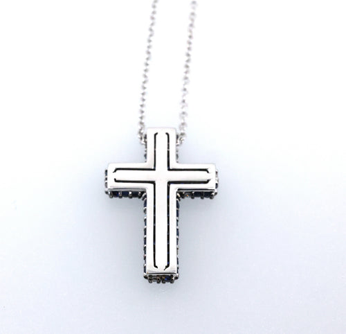 Salvini 18k White Gold Blue Sapphire & Diamonds Cross Pendant