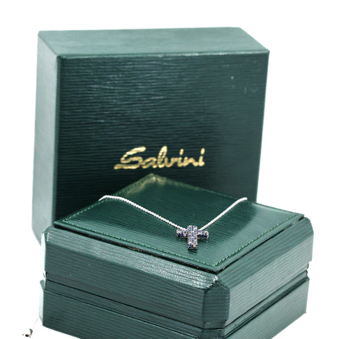 Salvini 18k White Gold Blue Sapphire & Diamonds Cross Pendant