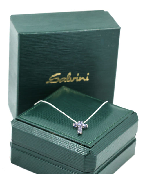 Salvini 18k White Gold Blue Sapphire & Diamonds Cross Pendant