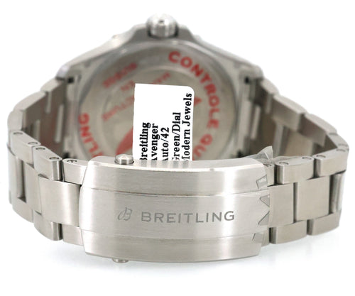 Breitling Avenger Automatic 42mm Green Dial Stainless Steel Men's Watch, A17328101L1A1, S16949
