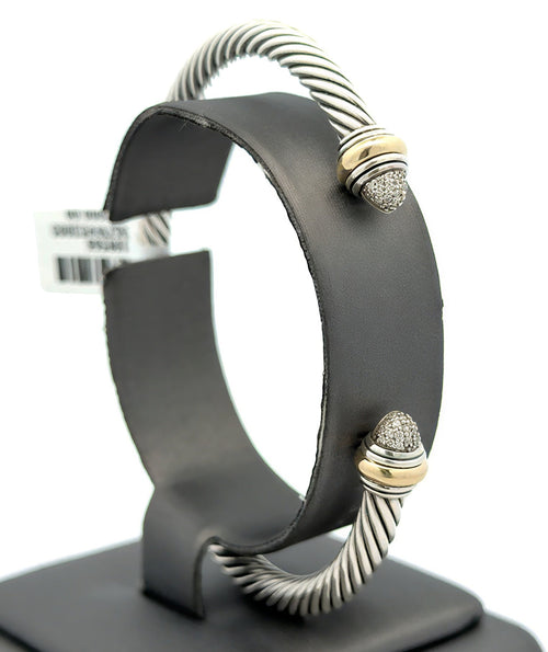 David Yurman 14k Silver Classic Cable Diamond Bracelet and Gold, S108566