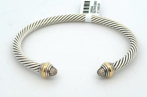 David Yurman 14k Silver Classic Cable Diamond Bracelet and Gold, S108566