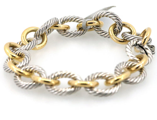 David Yurman Oval Link Chain Bracelet in Silver with 18k Gold,12mm