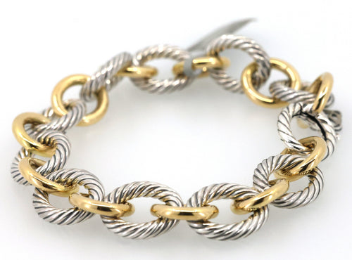 David Yurman Oval Link Chain Bracelet in Silver with 18k Gold,12mm
