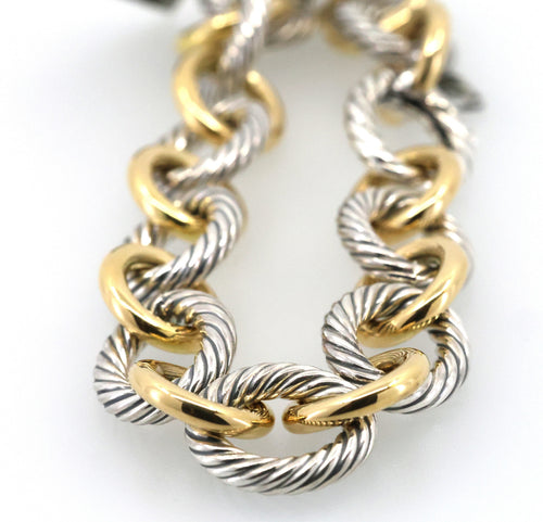 David Yurman Oval Link Chain Bracelet in Silver with 18k Gold,12mm