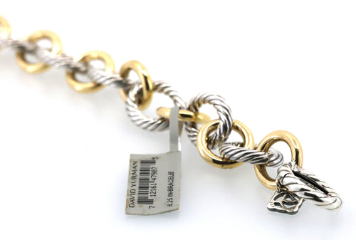 David Yurman Oval Link Chain Bracelet in Silver with 18k Gold,12mm