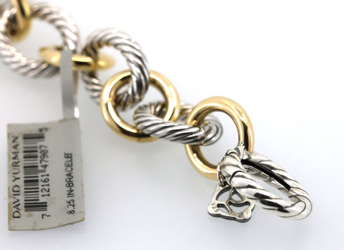 David Yurman Oval Link Chain Bracelet in Silver with 18k Gold,12mm